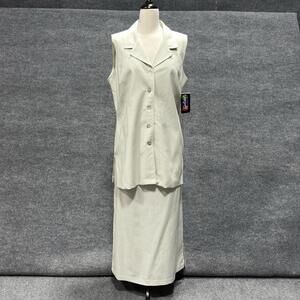 Jolibel 2 Piece Skirt Set Womens 18 Cream Sleeveless Top Long Midi Career Dressy
